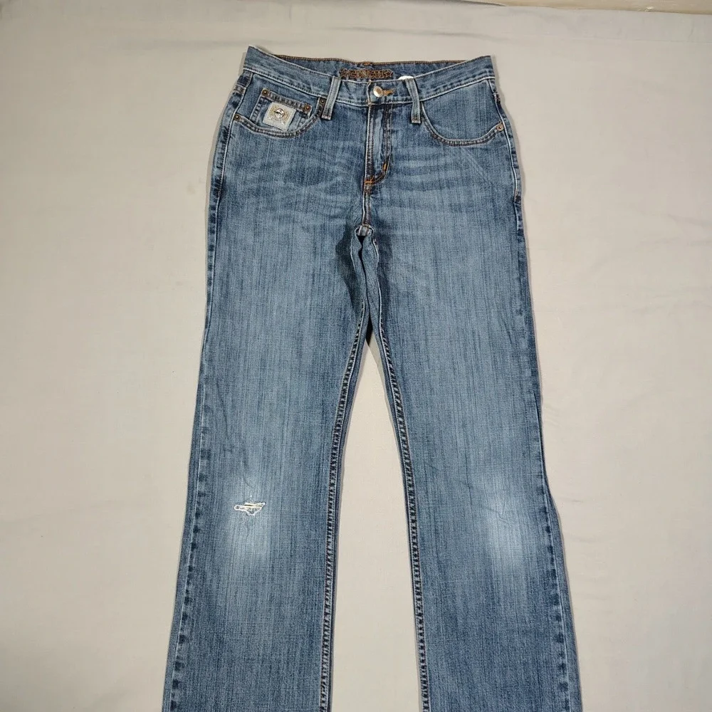 Cinch Jeans Mens 29x38 Silver Label Performance Stonewash Slim Fit Distressed